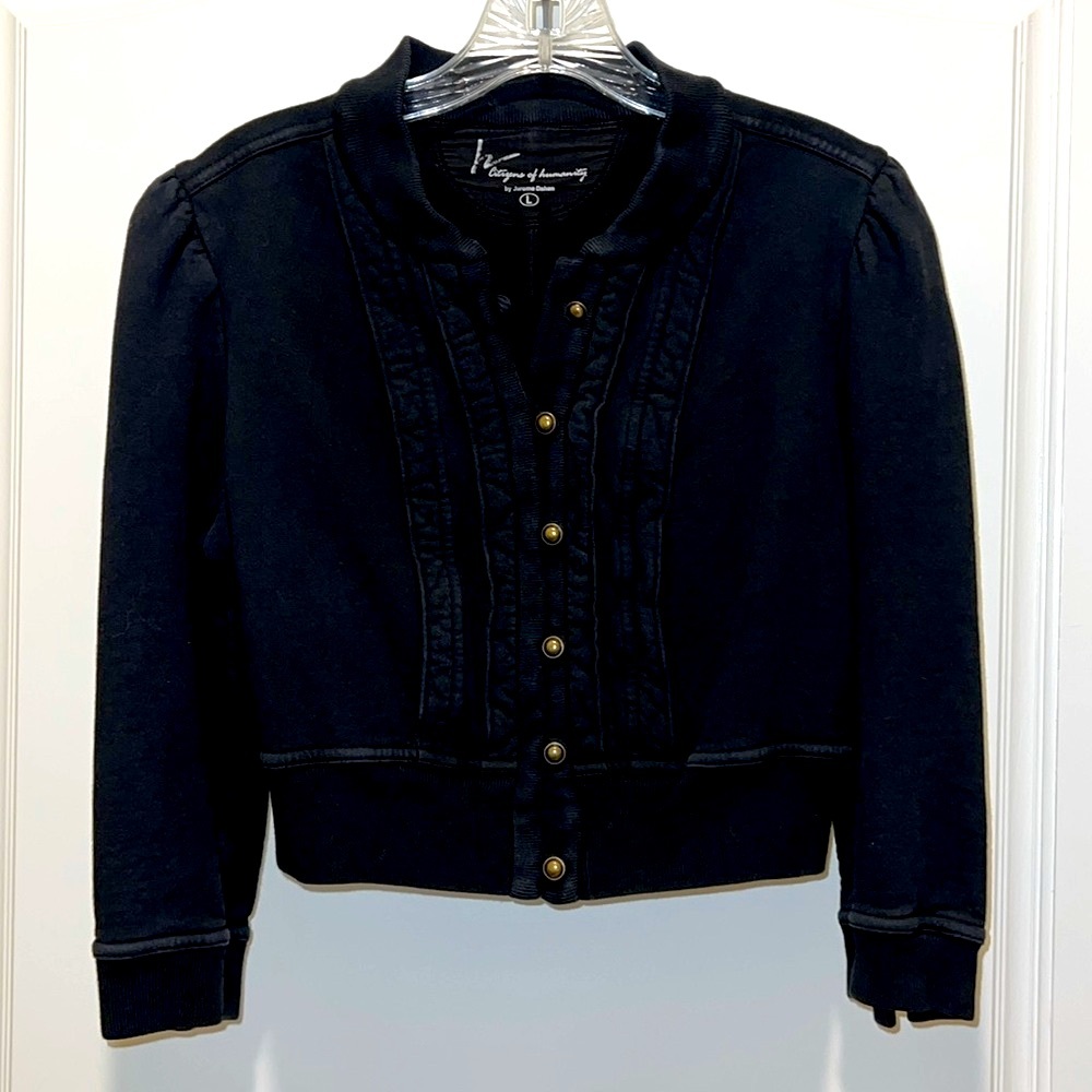 Citizens of Humanity Black cropped cotton knit jacket. Sz L
